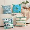 Plam Trees Flowers Cushion Cover Soft Short Plush Pillow Cover Smooth Cozy Texture Aesthetic Cushion Case Home Decor