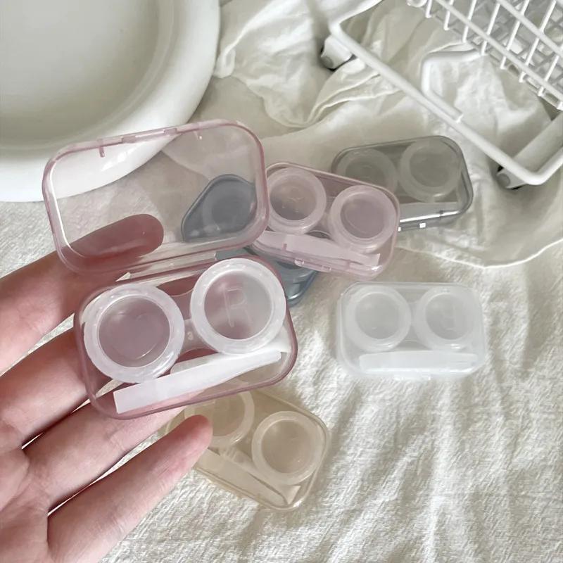 Ins Minimalist Transparent Contact Lens Box Women Travel Colored Contacts Companion Box Contact Lenses Case with Tweezers