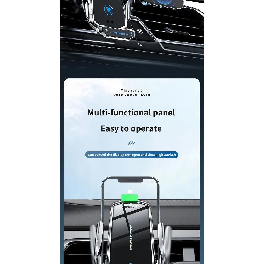 Caricabatterie Wireless Supporto per Telefono da Auto Stand Stazione di Ricarica Rapida 15W Per iPhone Xiaomi Samsung Huawei Caricabatterie Wireless Magnetico da Auto