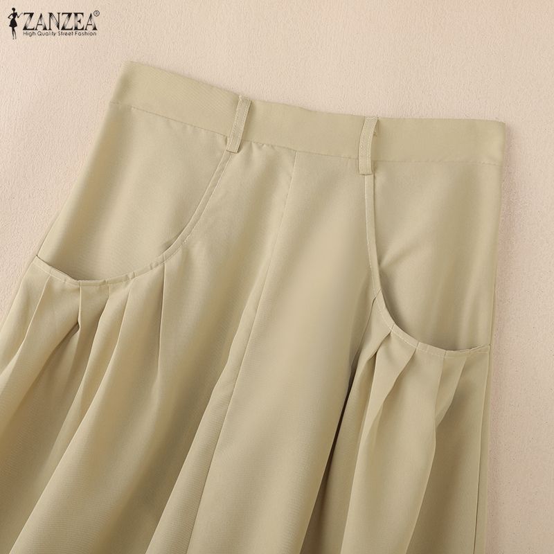 ZANZEA Women Casual Solid Color Loose Midi Skirts