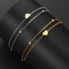 My Shape Heart Charms Bracelets for Women Girls Gold Color Chains 2 Layers Hand Chain Stainless Steel Jewelry Girlfriend Gifts