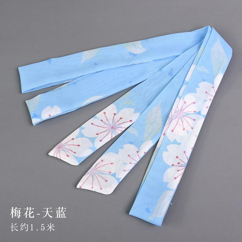 Chinese Style Headband Antique Hanfu Costume Headdress Chiffon Printing Traditional Hair Band Headwear for Women Ribbon HairRope