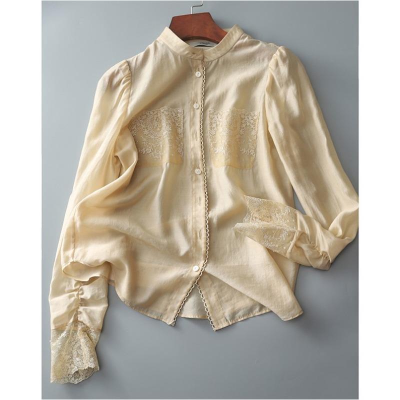 Cămașă de tenis pentru femei în primăvară și toamnă guler ridicat cu mâneci lungi stil frumos, design de top nișă