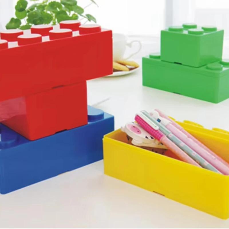 1PC Building Blocks Stackable Storage Box Office Stationery Sundry Desktop Storage Box Cosmetic Storage Boxes