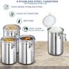 Stainless Steel Canister Set with Lids - Airtight Food Storage Canisters for Kitchen Counters, Tea, Sugar, Flour, Coffee Beans