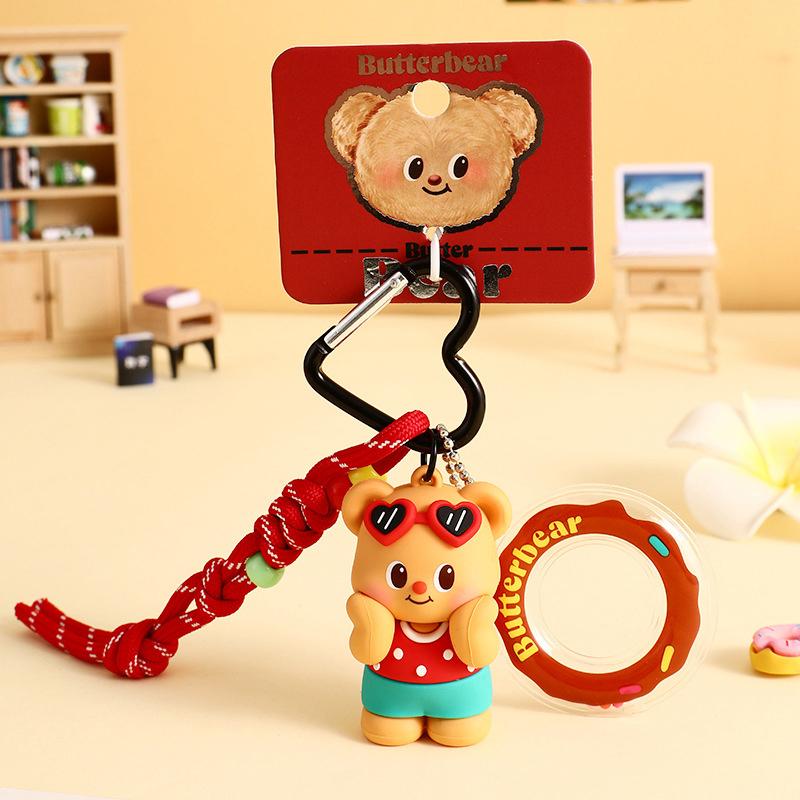 Cartoon Cute Butter Bear Keychain Pendant  Car Keychain Novelty Exquisite Kawaii Backpack Decoration Accessories Gifts