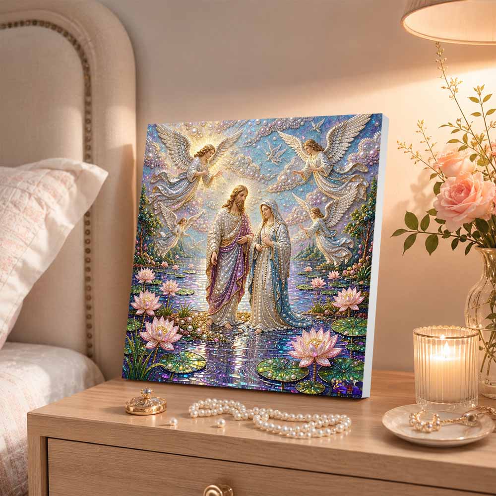 Pearl Painting Jesus And Mary With Angels 5D DIY Decorative Painting. Cute Birthday Gift. Handmade Art Painting