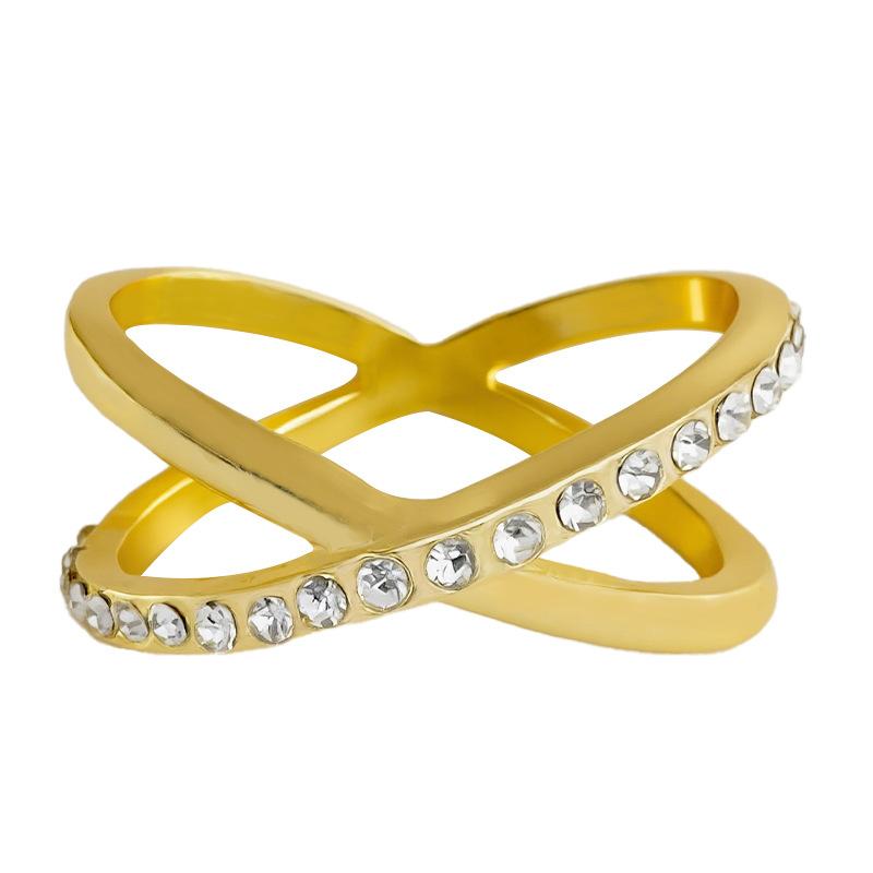 Wind niche double ring ring diamond jewelry ring