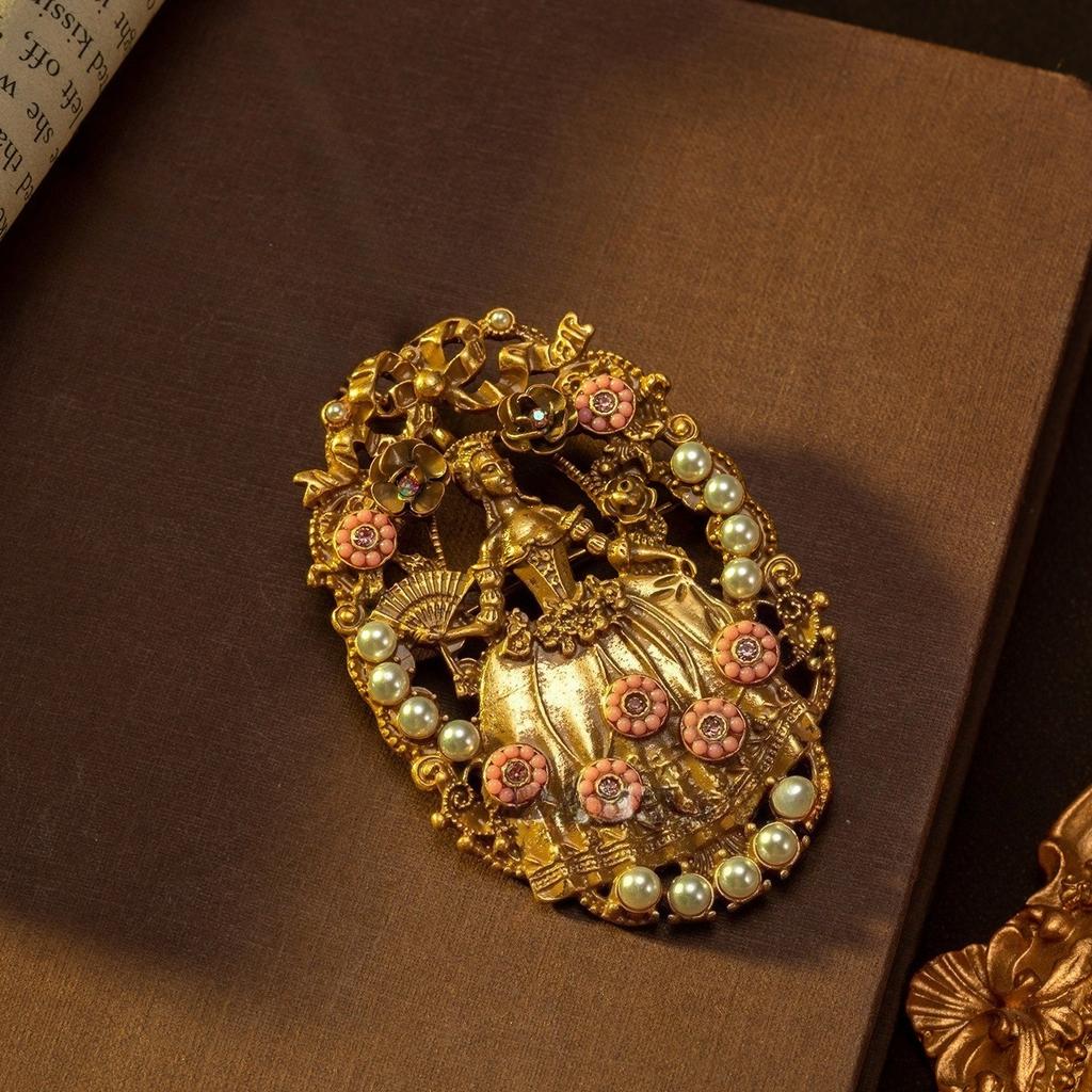 SKEDS Vintage Schmuck für Damen Kreative Klassische Schönheit Broschen Literarischer Stil Hochzeitszubehör Barocker Schmuck Anstecknadeln