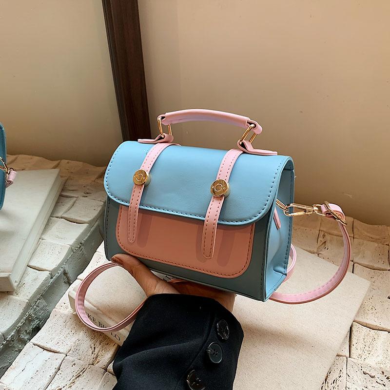 Fashionable Texture Simple New Trendy Casual British Style Commuting One-shoulder Crossbody Contrasting Color Handbag for Women