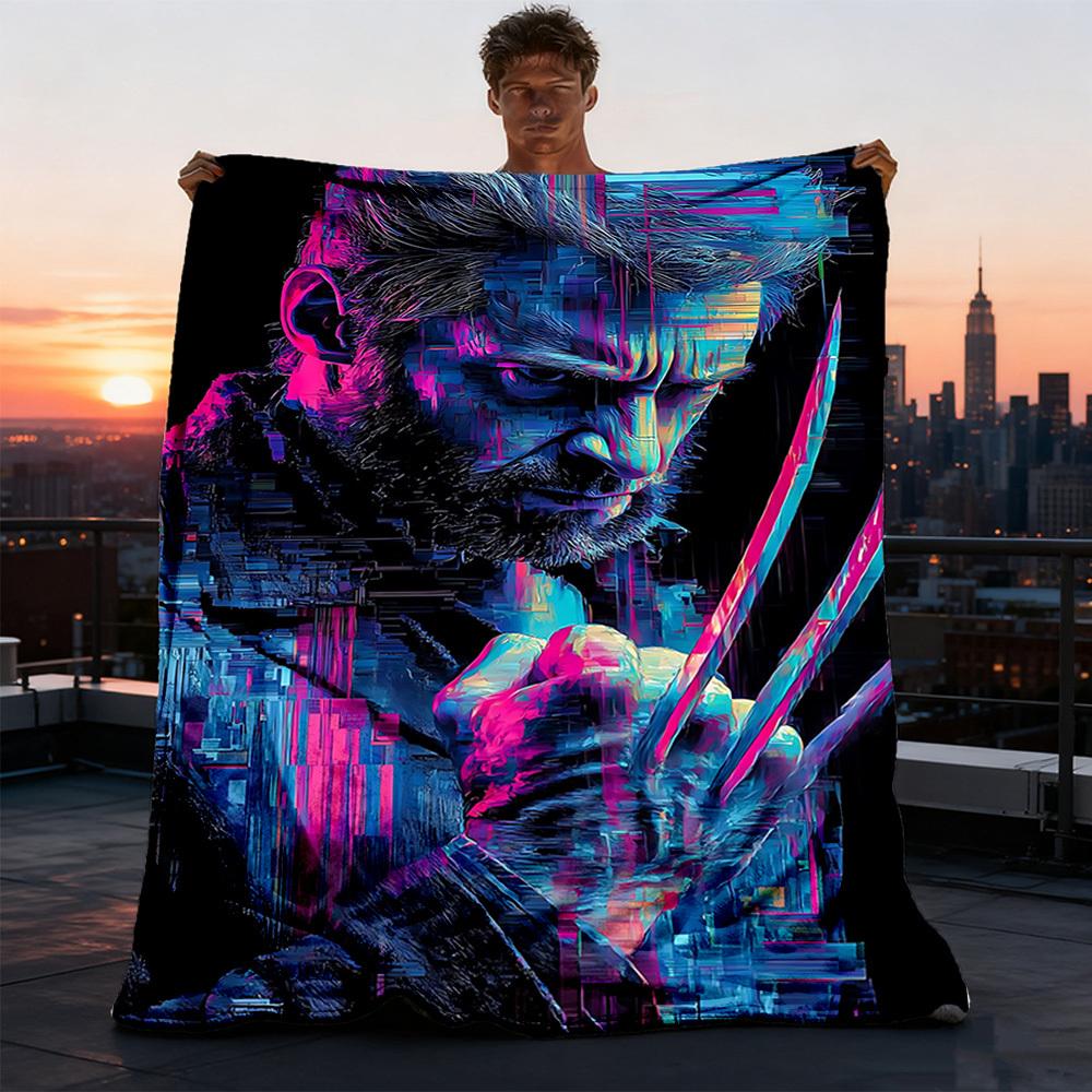1pc Wolverine Outdoor Flannel Blanket Gift For Boys Girls Adults, Family Friends