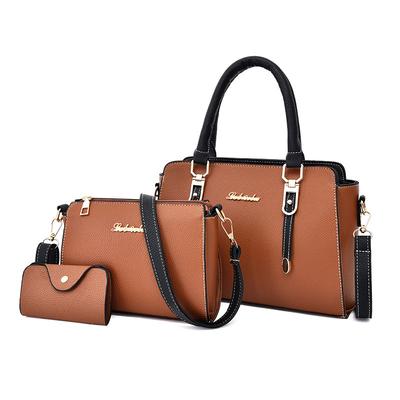 Borsa da donna per bambina e mamma alla moda estiva, set di tre pezzi, modello litchi, borsa a tracolla monospalla per tutti gli abbinamenti