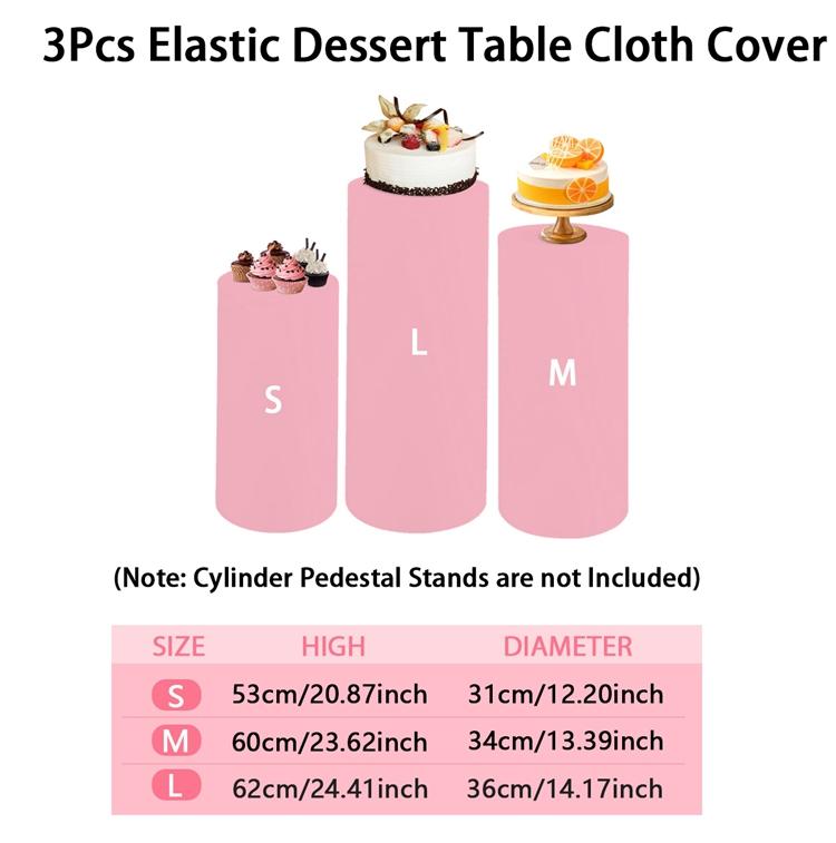 3/5pcs Elastic Wedding Cylindrical Base Tablecloth Circular Dessert Table Birthday Party Decoration Cylindrical Pedestal Covers