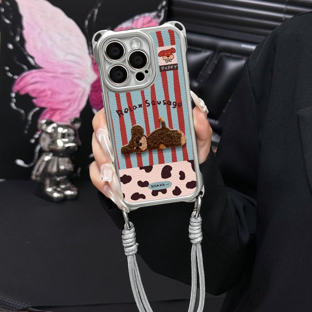 

Blue Red Leopard Print For Apple iPhone 17/16 Pro/15 Pro Max/14/13 Case, Couple Style With Lanyard For Apple 7/For Apple 8