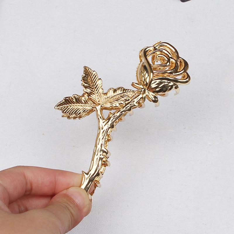 

Ruoshui женские большие металлические розы с цветочным узором в виде листьев, коготь для волос, крабы, женские заколки, заколки для волос, заколки для волос для девочек, заколки для волос, головные уборы, украшения