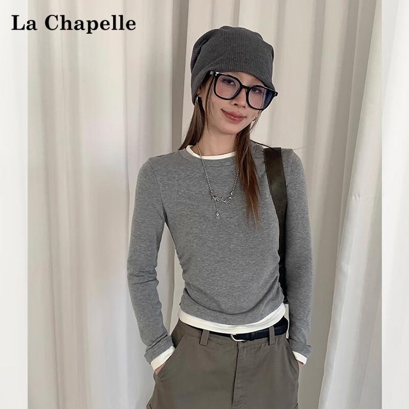 La Chapelle Women's Faux Two-Piece Long Sleeve Base Shirt