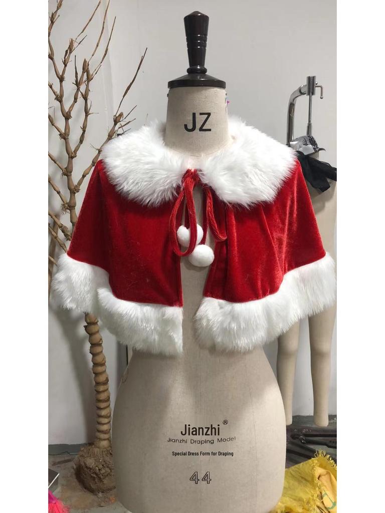 Red Strapless Christmas Mini Skirt with White Fur Trim - European & American Holiday Party Costume