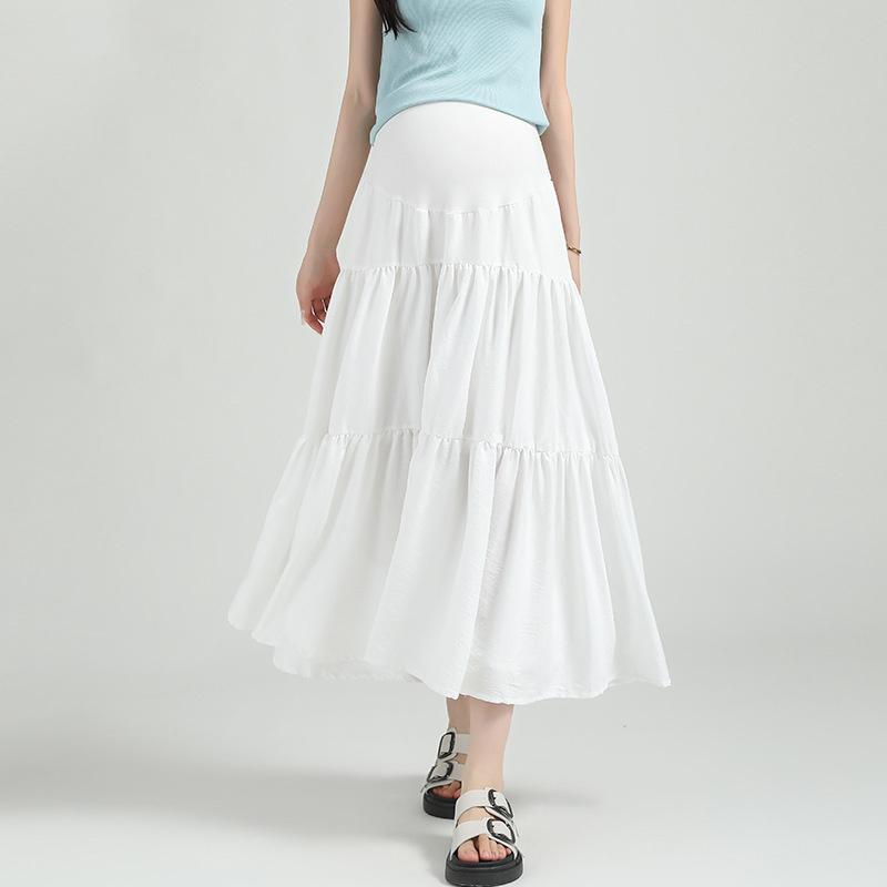 Maternity Skirt for Summer, Women's Mid-length Loose-fitting Slimming Flared Skirt with High Waist