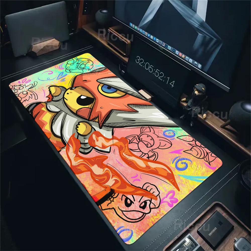Mouse Pads Extended Gaming Mechanical Keyboard Pad Pokemon Graffiti Pikachu Pattern Gaming Accessories Carpet Kawaii Nonslip Rug
