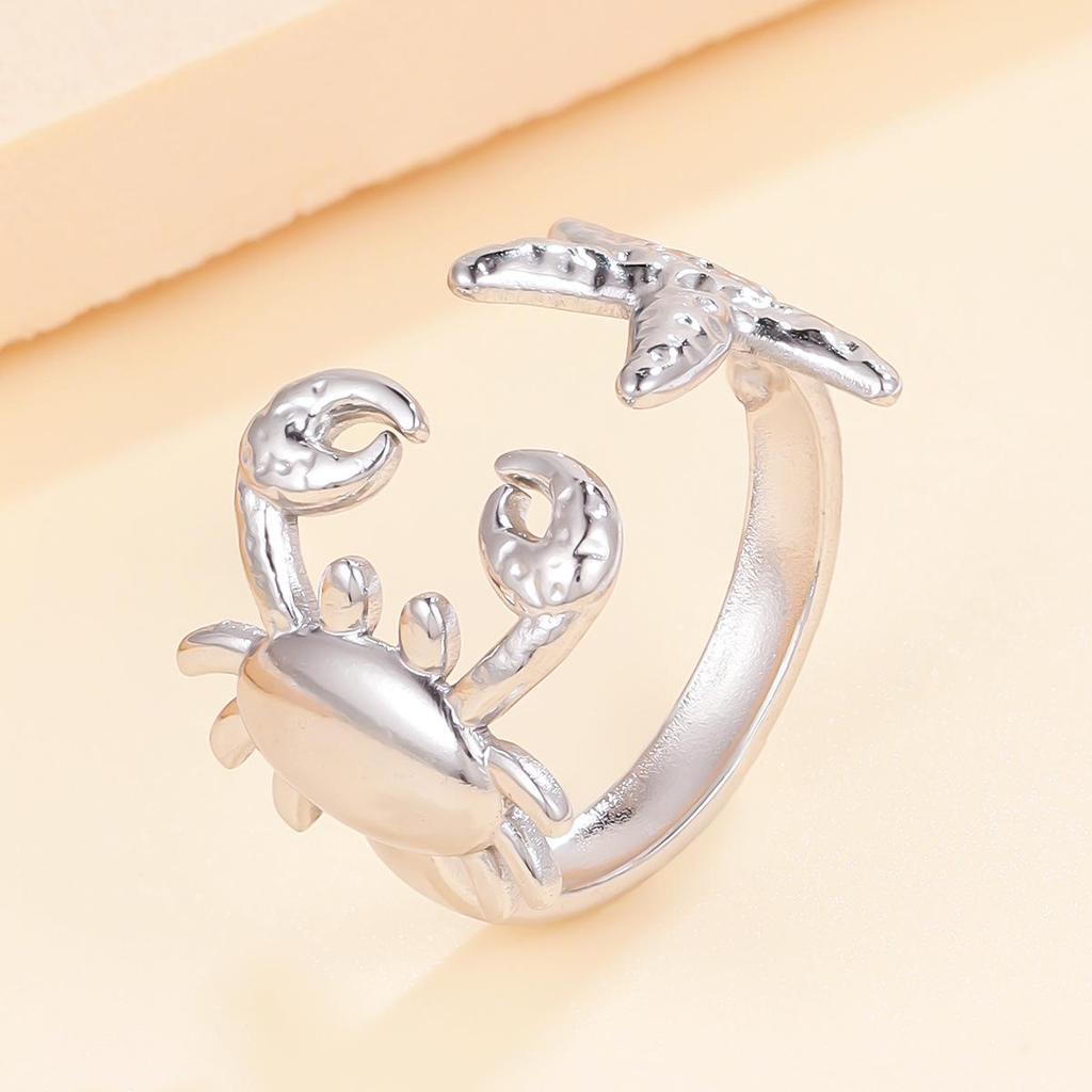 Casual Ocean Series Starfish Shell Stainless Steel Openable Ring - Hot Selling