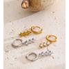 Yhpup Edelstahl Zirkonia Kleiner Anhänger Hängende Creolen 16K Gold Platin Farbe PVD Beschichtet Stilvoller Täglicher Schmuck