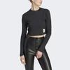 Adidas Lounge Ribbed Crop Long Sleeve Tee Women Tops Black IJ8469