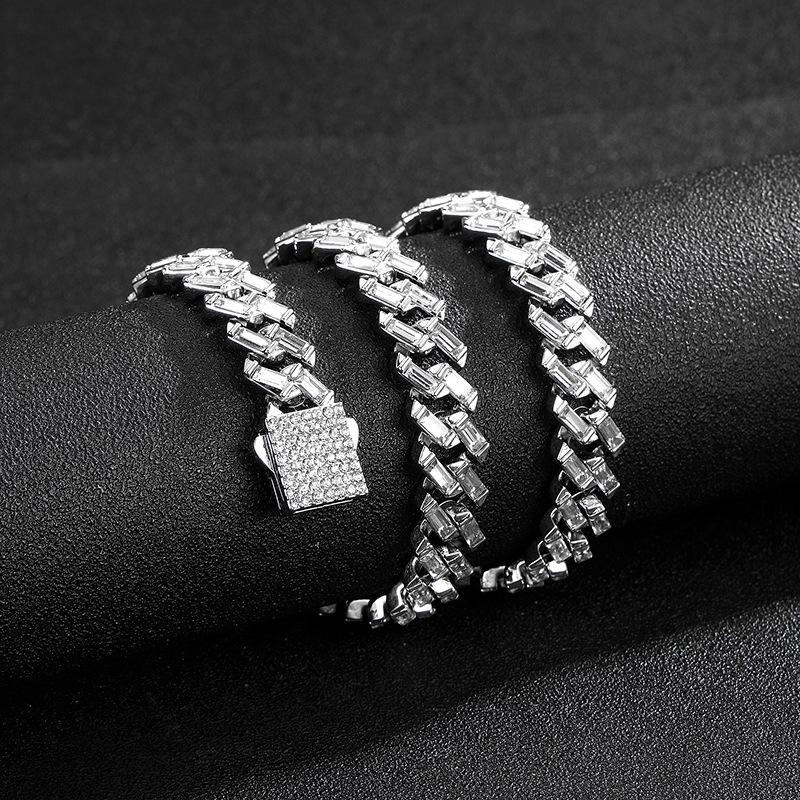 

Европейская и американская кубинская цепь 13 мм с бриллиантами: Хип-хоп кулон для пар Bracelet 7 inch (18 cm)