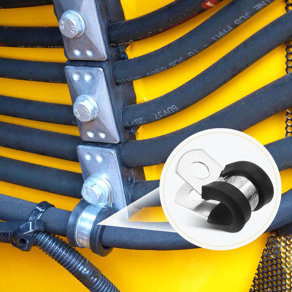 uxcell 24pcs 6mm(1/4") Cable Clamps 304 Stainless Steel Rubber Coated Cushioned Insulated Cable Clamp
