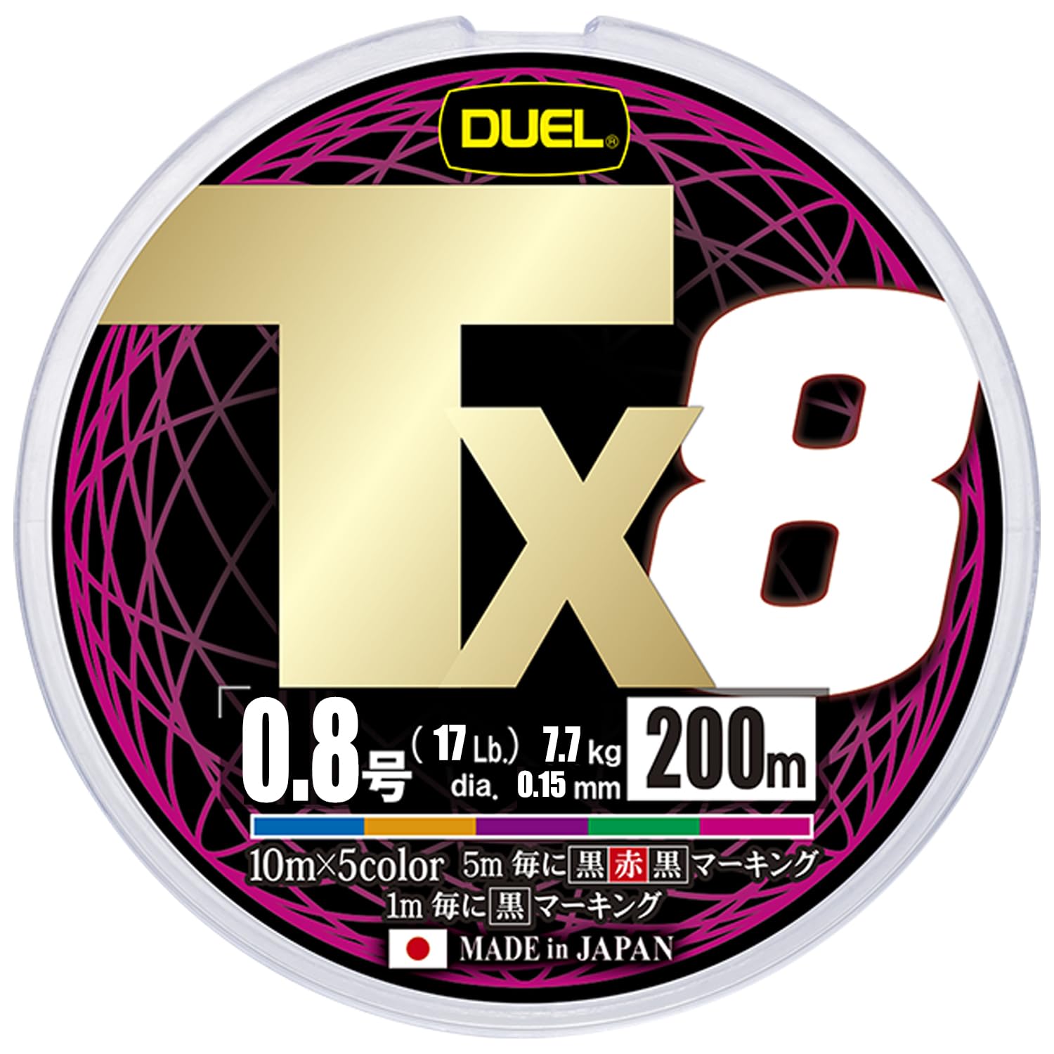

DUEL PE Fishing Line Tx8 Fishing High High 200m 5 COLORS [Fishing Line, Tackle, Strength, Sensitivity, Long-lasting Strength] 0.8 (5-color marking)