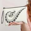 Trendy Piano Note Cosmetic Bag Large Capacity Stationery Storage Bag Portable Travel Toiletry Pouch Female Clutch Bags
