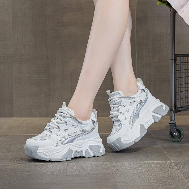 thick-soled heightening shoes women's summer new color matching casual sports shoes small mesh muffin women's shoes