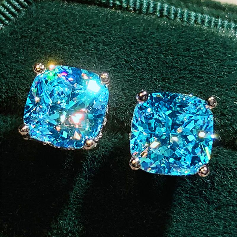 

CAOSHI Modern Stylish Stud Earrings for Women Multicolor Cushion Cubic Zirconia Minimalist Daily Wearable Zircon Accessories