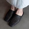 Ladies Slippers Flat Bottom Outside Woven Hollow Bag Head Half Slippers Women's Summer Flat Bottom Square Head Fashion Sandals