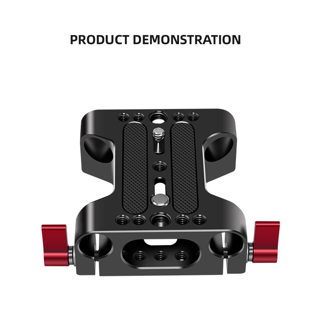 Multipurpose Camera Base Plate with 15mm Rod Rail Clamp Tripod Mounting Baseplate Aluminum Alloy for DSLR Rig Support
