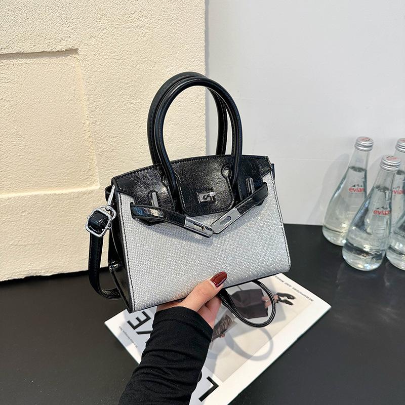 New Fashion High-end Sense Contrasting Platinum Bag Portable Shoulder Crossbody Trendy Women's Bag