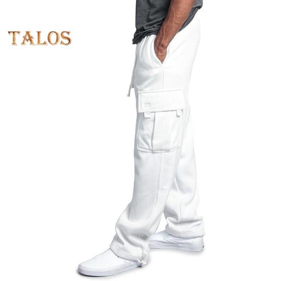 Herr Vår Höst Byxor med Flera Fickor Dragsko Elastisk Midja Vida Ben Plus Size Mjukisbyxor Stretchiga Byxor Enfärgade Lösa Street Style Sport