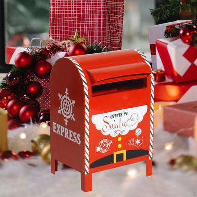 Julpostlåda Postlåda Gåvor Rött Järn Opinion Dekor Prydnad Tidningshållare för Hemmet