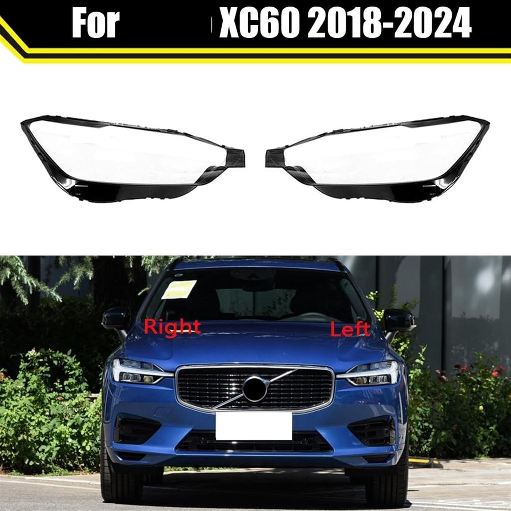 Transparent Lampshade Headlamp Cover Glass Lamp Shade Car Front Headlight Glasses Shell Cover Lens Compatible for Volvo XC60 2018~2024(Right)
