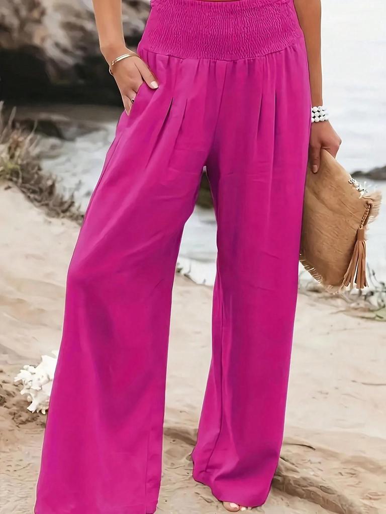 European & American High-Waisted Loose Summer Casual Wide-Leg Trousers for Women - Cotton Linen
