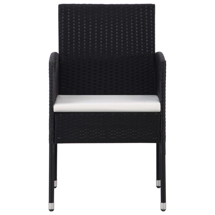 VidaXL Chaises de jardin coussins blanc crème 2pcs noir résine tressée, siège de jardin, chaise de balcon, chaise à dîner de 318704