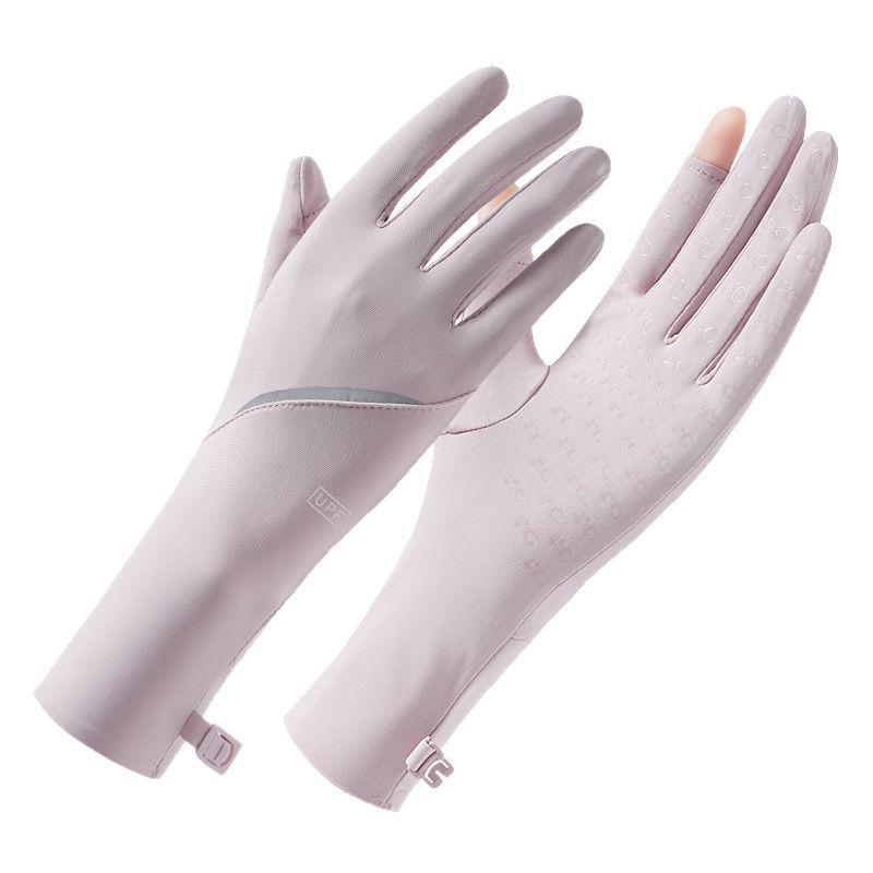 Summer Extended Sun Protection Gloves for Women's Outdoor Medium To Long Cool Feeling Exposed Finger UV Protection Cycling Gloves
