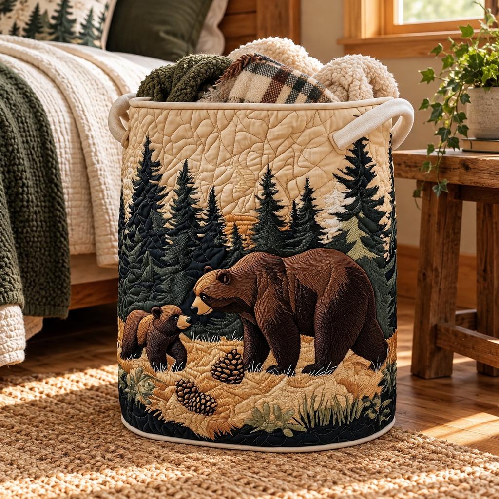 Quilted Basket, Storage Hamper for Clothes and