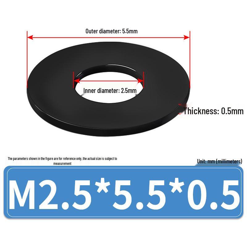 8.8 Grade Black Hardened High-Strength Oversized Flat Metal Spacer Washer (M2-M8)