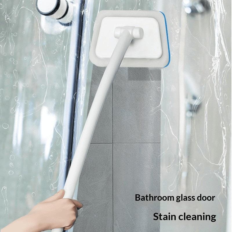 Long Handle Bathroom Cleaning Brush With Soft Scratch Free Scrub Pad For Bathtub Tile Sink Cleaning