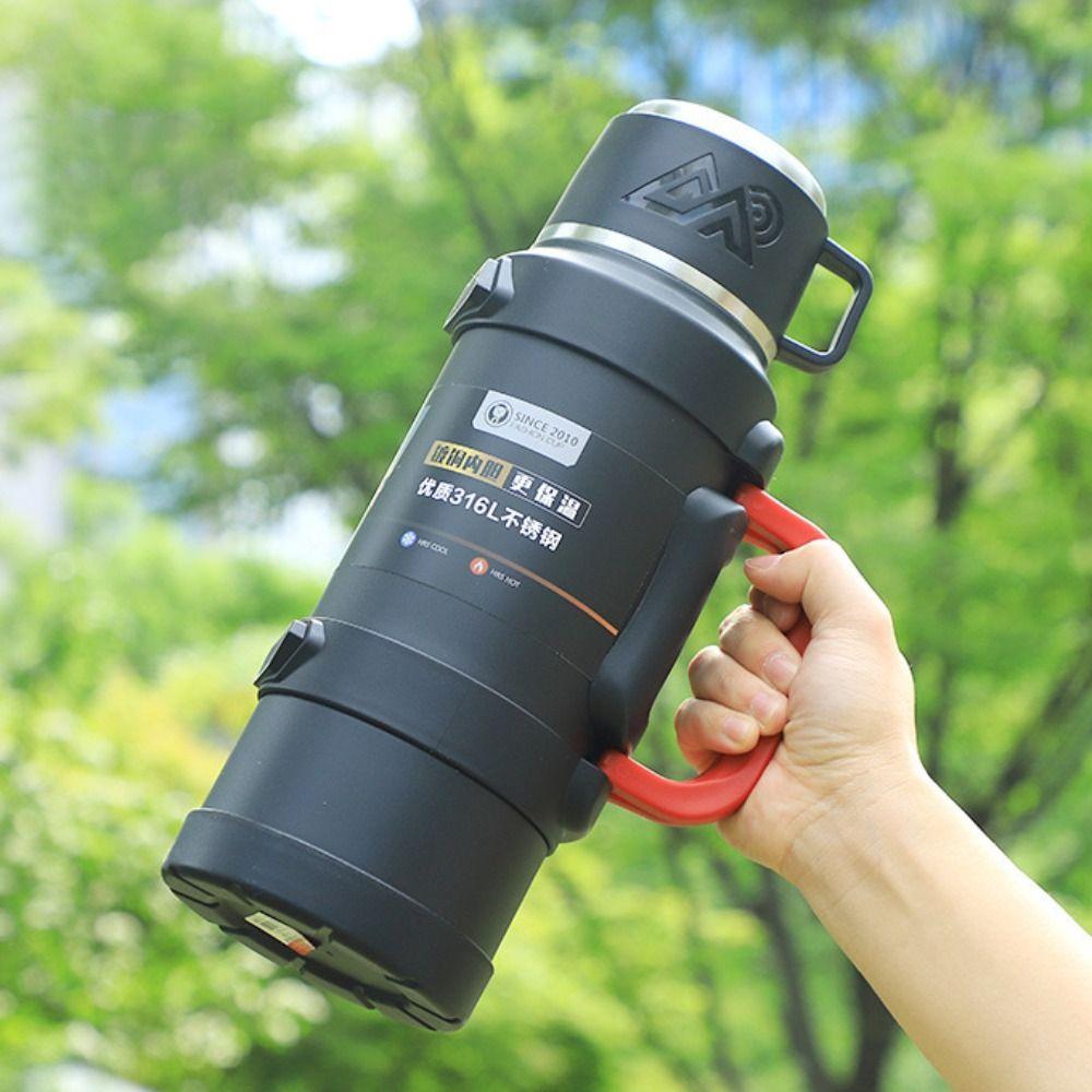 Großes Fassungsvermögen Camping Thermoskanne 316 Edelstahl Isolierter Wasserbehälter Sportflasche Outdoor