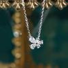 Korean Version of Summer Ins Style Simple Niche White Diamond Flower Zircon Lock Five Flower Personality Clavicle Chain Necklace Women