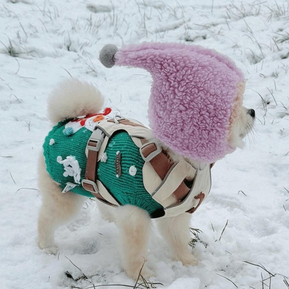Funny Warm Pet Head Cover Soft Noise Protection Winter Pet Hat with Ball Comfortable Pet Transformation Hat Photography