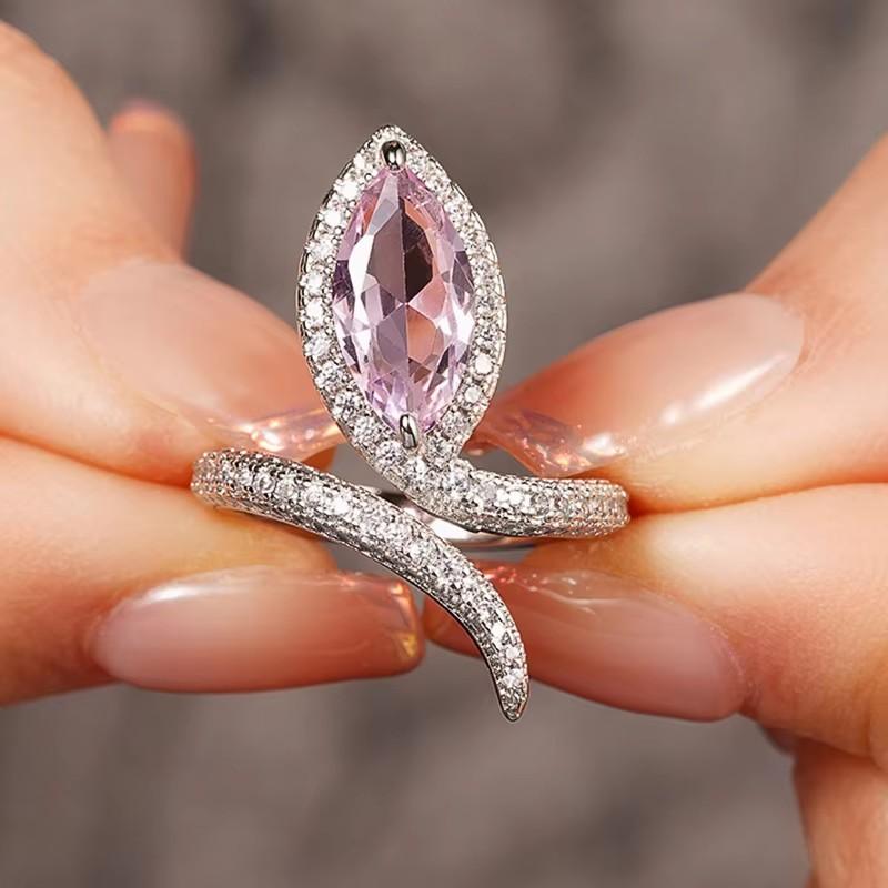 

Huitan Блестящие розовые кольца с кубическим цирконием в форме груши для женщин, модные, нежные, романтические аксессуары для пальцев, современная свадебная бижутерия, горячие resizable