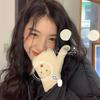 Warm Gloves Student Korean Style Thickened Plush Cartoon Couple Riding Bicycle Five Fingers Hand Protection Eyes Female Winter Cute