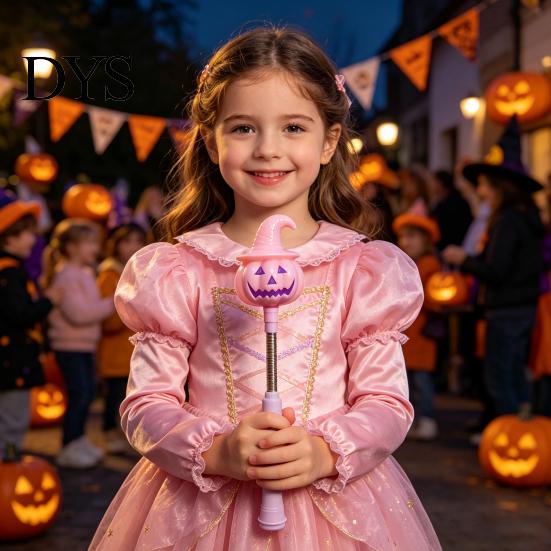 Halloween Pumpkin Lantern Lighted Sticks, Glowing Lantern, Handheld Shaking Light Battery Operated with Witch Hat, LED Spooky Party Prop for